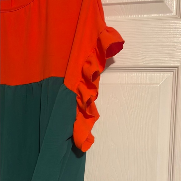 Colorblock Ruffle Sleeve Dress - Picture 2 of 3